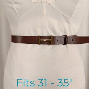 Tommy Hilfiger "H" Logo Leather Belt, 31 - 35"